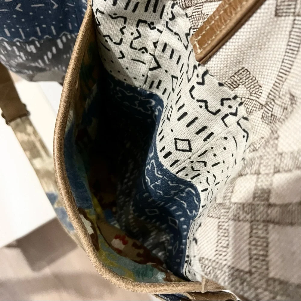 Southwestern Print Canvas Leather Diaper Bag Baby Bag